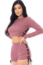 Load image into Gallery viewer, CoCo Lace Up Shorts Set - Mauve
