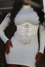 Load image into Gallery viewer, Snatched Waist Mini Dress - White
