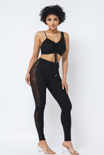 Load image into Gallery viewer, Go With The Flow Ruched Leggings Set - Black
