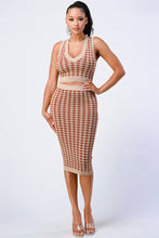Load image into Gallery viewer, Flame In Your Heart Houndstooth Mini Skirt Set - Taupe/Brown
