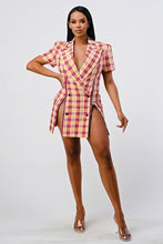 Load image into Gallery viewer, Invading Your Privacy Plaid Blazer Dress - Pink/Combo
