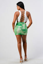 Load image into Gallery viewer, Lani Diamond Lace Up Dress - Green Combo

