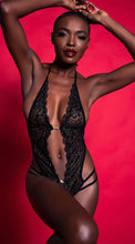 Load image into Gallery viewer, Embellished Crotchless Lace Teddy - Black
