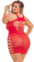 Load image into Gallery viewer, Plus Size Back 2 Basix Slashed Chemise - Red
