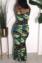 Load image into Gallery viewer, Long Island Printed Maxi Dress - Neon Green

