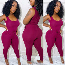 Load image into Gallery viewer, Keep It Simple Ribbed Jumpsuit - Burgundy
