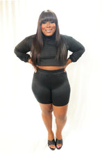 Load image into Gallery viewer, Remind Me Long Sleeve Crop Top Shorts Set - Black
