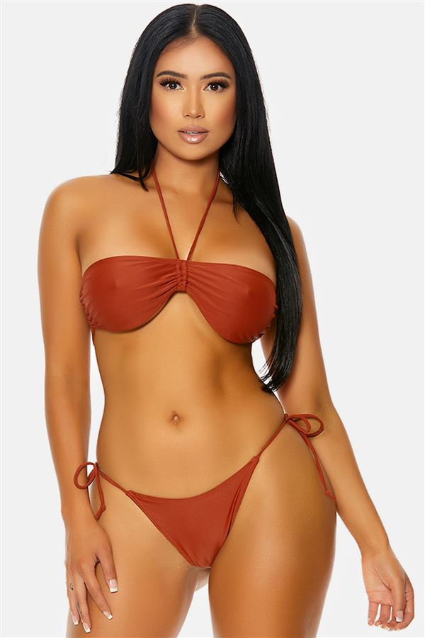 Grenada Bandeau Bikini - Rust