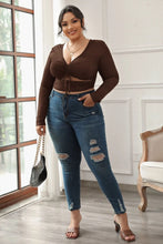 Load image into Gallery viewer, Been There And Back Ruched Crop Top - Coffee
