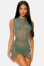 Load image into Gallery viewer, Shady Beaches Mesh Coverup Dress - Sage
