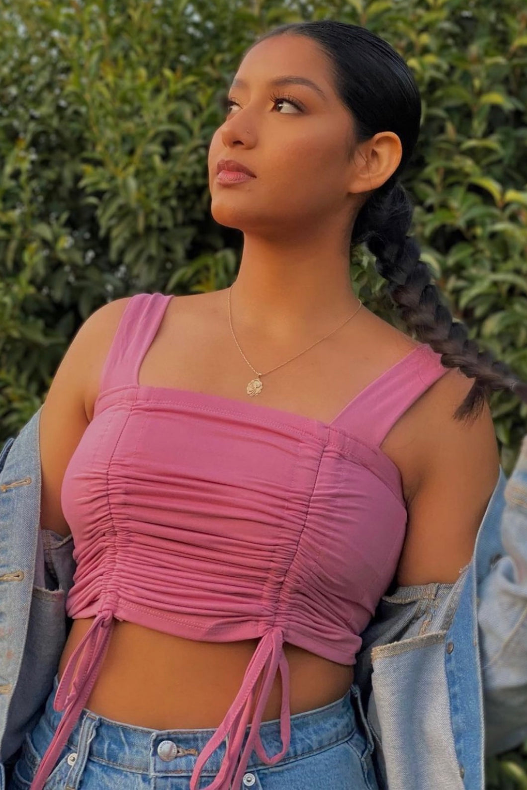 What’s The Ruche Crop Top - Pink