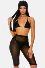 Load image into Gallery viewer, See Me Now Mesh Coverup Biker Shorts - Black
