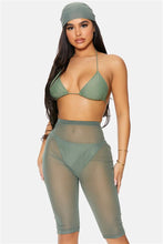 Load image into Gallery viewer, See Me Now Mesh Coverup Biker Shorts - Sage
