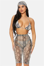 Load image into Gallery viewer, See Me Now Mesh Coverup Biker Shorts - Snake Print
