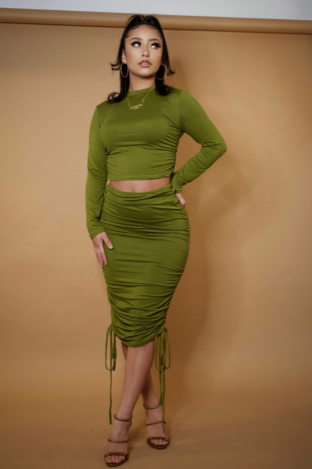 Ready In A Few Skirt Set - Olive