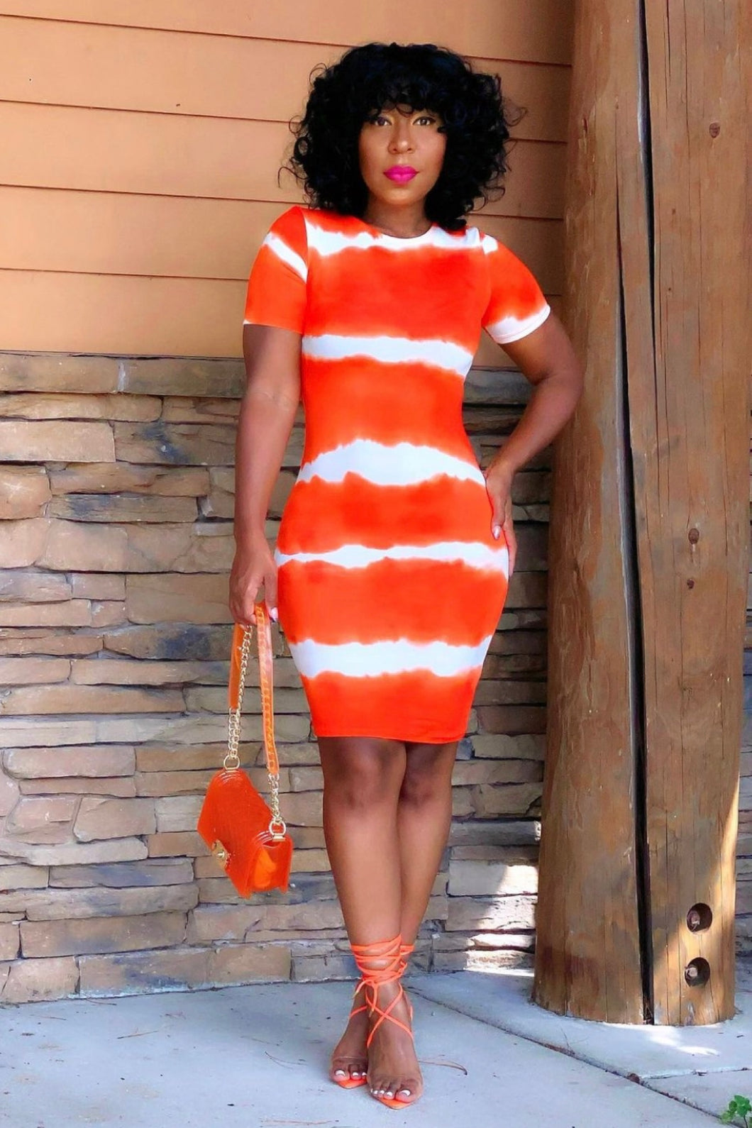 Not Phased Tie Dye Midi Dress - Orange