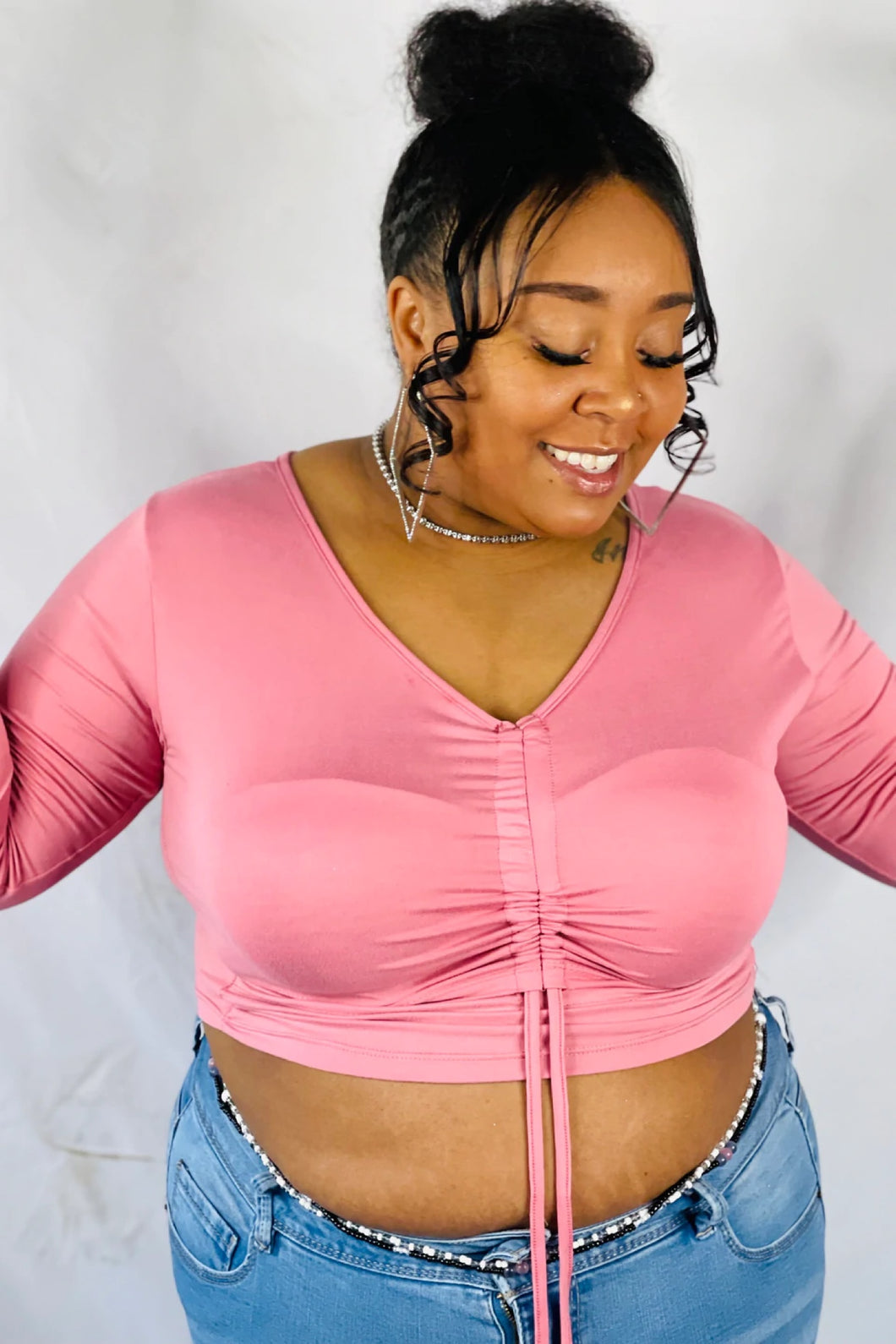 Been There And Back Ruched Crop Top - Pink