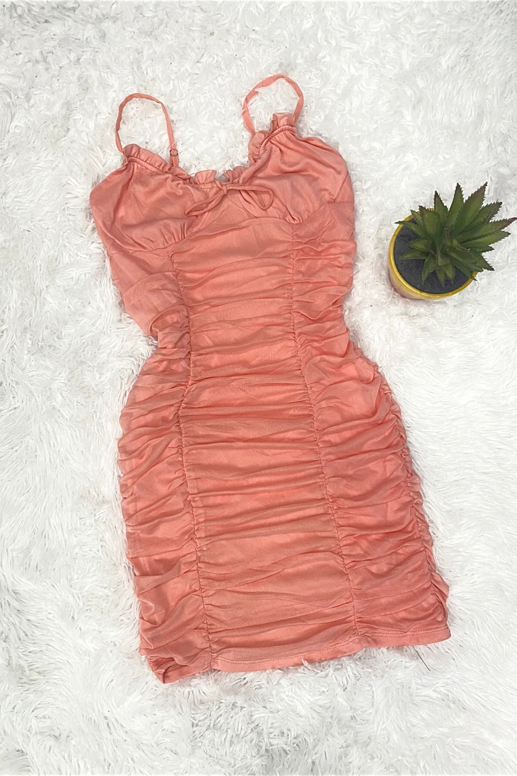 Ariel Ruffle Dress - Peach