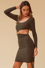 Load image into Gallery viewer, Can’t Deny It Ruched Dress - Olive
