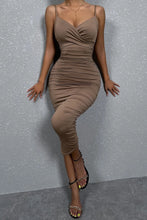 Load image into Gallery viewer, Lynnea Ruched Midi Dress - Taupe
