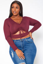 Load image into Gallery viewer, Been There And Back Ruched Crop Top - Burgundy
