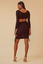 Load image into Gallery viewer, Can’t Deny It Ruched Dress - Chocolate
