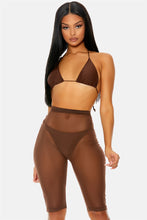 Load image into Gallery viewer, See Me Now Mesh Coverup Biker Shorts - Chocolate
