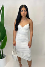 Load image into Gallery viewer, Lynnea Ruched Midi Dress - White
